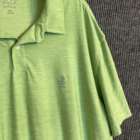 Izod Golf Mens Polo Shirt Size XXL Green Short Sleeve Stretch Performance Preppy - Picture 3 of 6
